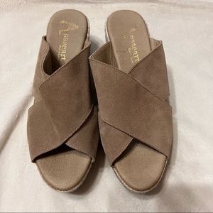 PASEART Leather Suede Grey Ombre Shoes Sandals Wedges Espadrilles 38